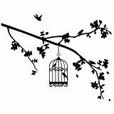 Cage Coloring Bird Getdrawings Branch sketch template