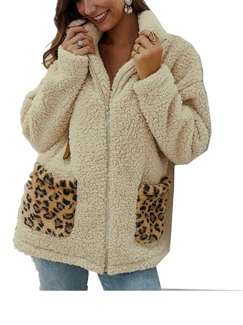 calsunbaby womens warm teddy bear pocket fluffy fleece fur jacket