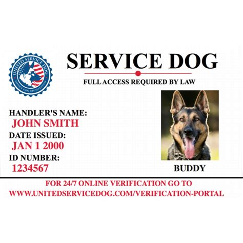 printable service dog id card minimalist blank printable