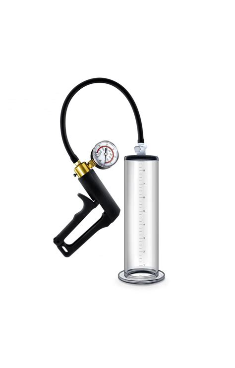 performance vx7 vacuum penis pump with brass trigger and pressure gauge