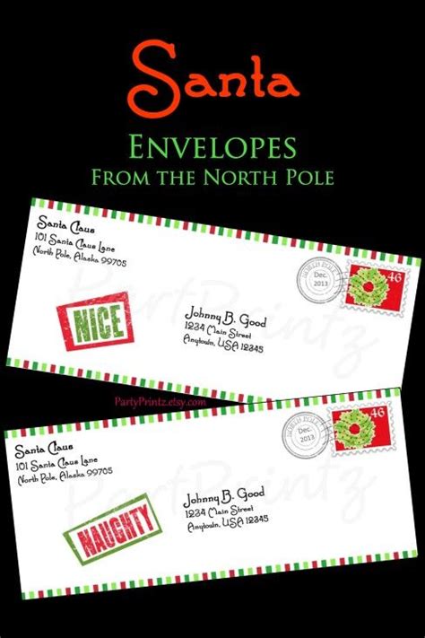 printable santa envelope   north pole workshop custom sant