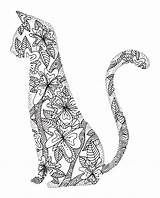 Coloring Cat Pages Drawings Zentangle Tall Read Drawing Patterns Adult sketch template