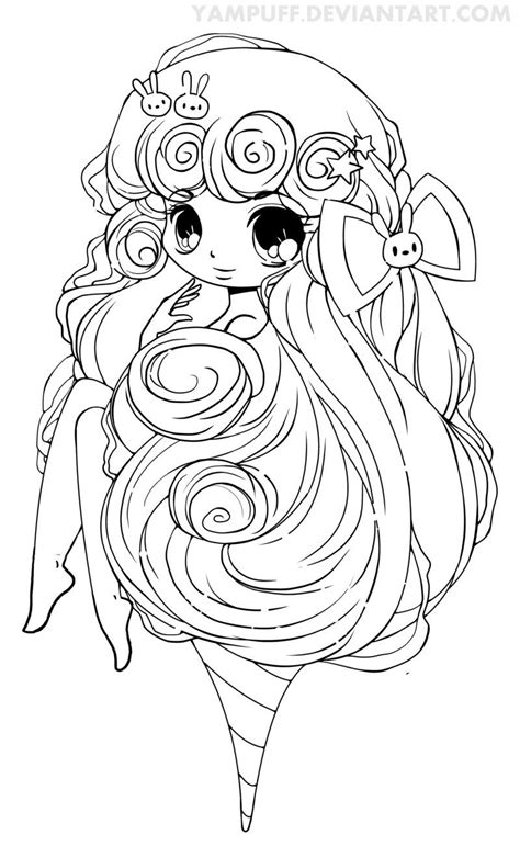 cotton candy lineart  yampuff  deviantart chibi coloring pages