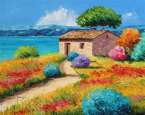cuadros pinturas oleos paisajes  flores pintados  espatula
