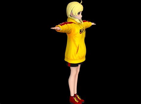 3d model anime girl low poly character 15 vr ar low poly rigged