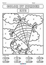 Number Color Worksheets Cool2bkids Kids Printable Kite Pages Numbers Coloring Colouring Activity Printables Spring sketch template