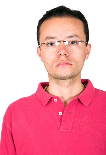 Casual Guy S Portrait With Glasses Over White Freestock