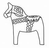 Dala Horse Coloring Embroidery Paper Swedish Pattern sketch template
