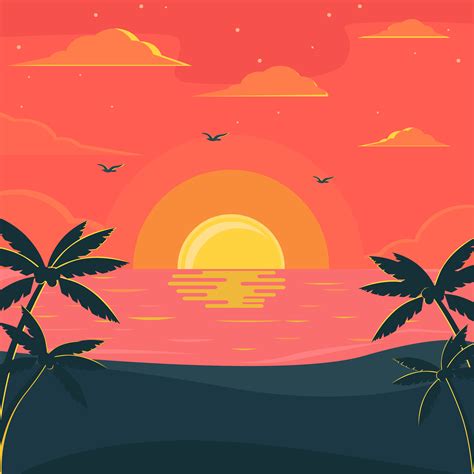 cartoon beautiful beach sunset beach background material sandy beach