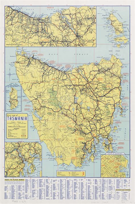 tasmania road wall map  robinson published  ebay