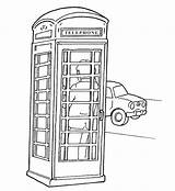 Coloring London Pages Colouring Bus Phone English Telephone Anglais England Ben Big Cabina Booth Box Drawings Outline Dessin Cabine Coloriage sketch template