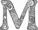 Mandala Buchstaben Muster Mandalas Zentangle Ausmalbilder Drus Großbuchstaben sketch template