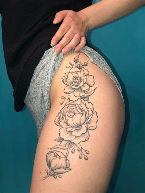 Peony Hip Tattoo Done In August 2019 By Andy At Good