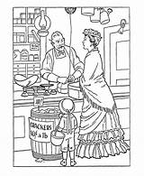 Coloring Pages Early American Colonial Jobs Life Usa Printables History Pioneer Wagon Chuck Occupations Color America Sheets Adult Colouring Trades sketch template