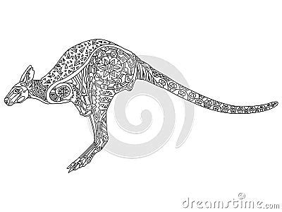 kangaroo coloring vector  adults stock vector image