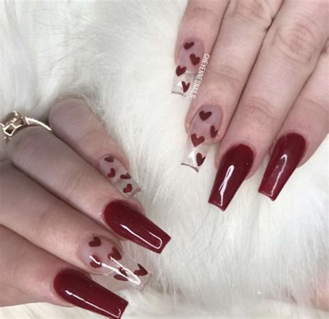 red valentines nails heart  nails coffin valentines nails valentines day nails coffin
