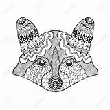 Tribal Caves Coloring Designlooter Ethnic Raccoon Patterned Doodle Drawn Bear Animal Head Hand Cute sketch template