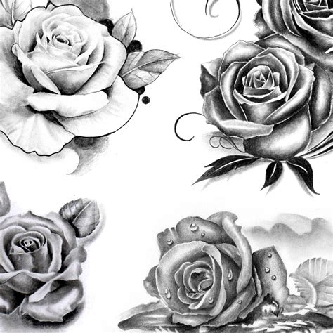 realistic roses  tattoo designs  black  grey style