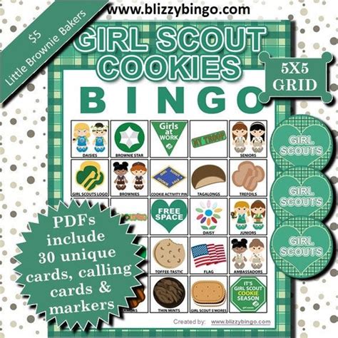 girl scout  brownie bakers cookies cost   bingo etsy girl