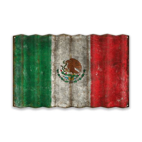 flag  mexico corrugated metal sign  wood signs