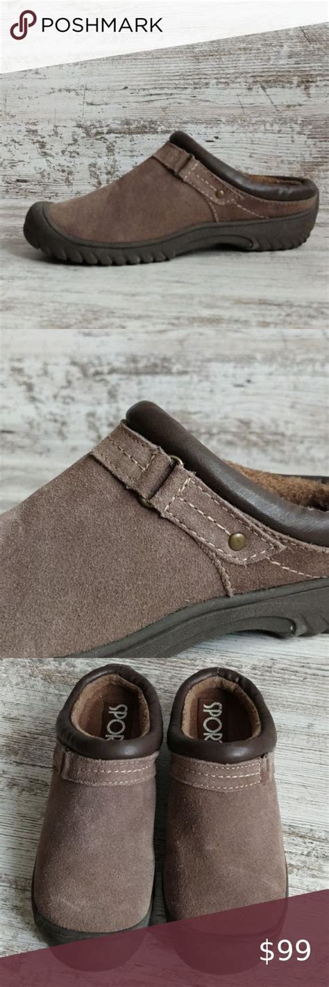 sporto taupe suede leather  clog suede leather leather  suede