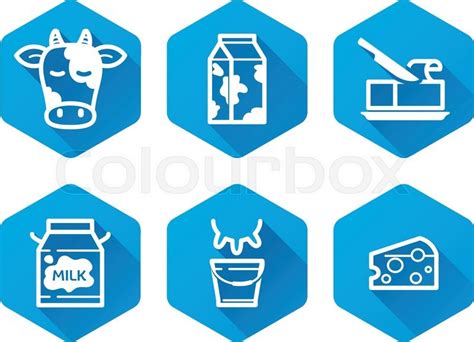 dairy products icons set flat stock vector colourbox