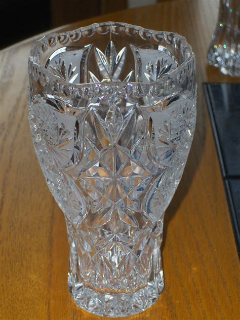 26 Lead Crystal Butterfly Vase French Heavy Cut Scalloped Edge Vases