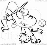 Girl Tomboy Baseball Catching Tossing Outline Illustration Cartoon Royalty Toonaday Rf Clip Regarding Notes Clipart sketch template