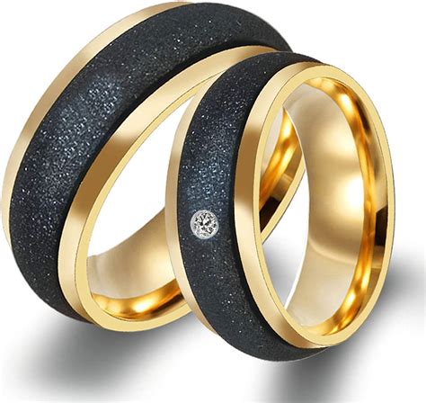 amody 1 par pareja anillos de boda de acero inoxidable para hombres y