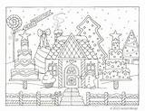 Gingerbread Colouring Lebkuchenhaus sketch template