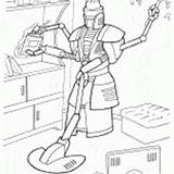 Coloring Robot Pages Dishwasher Cleaning Robots sketch template