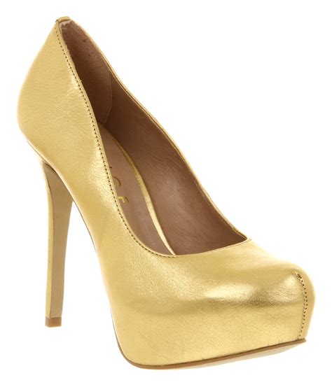 Womens Office After All Gold Tumbled Leaher High Heel