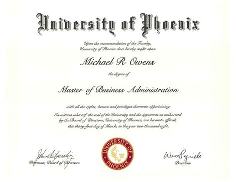 University Of Phoenix Diploma Template