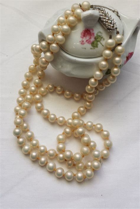 Vintage Pearl Necklace Double Strand Pearls Faux Pearl
