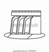 Dam Water Coloring Template Sketch Hydroelectric Plant sketch template