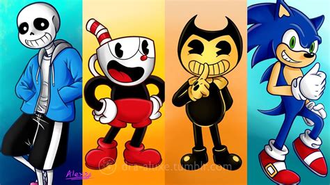 sans cuphead bendy and sonic by dra aluxe on deviantart