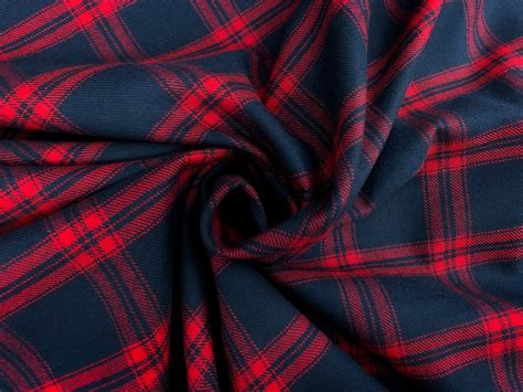 Cotton Flannel Plaid In Red And Navy Bandj Fabrics