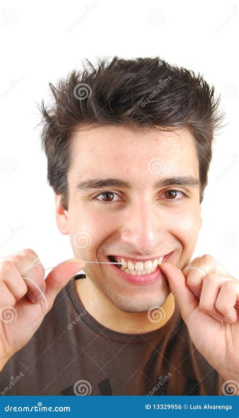 man flossing  teeth royalty  stock image image