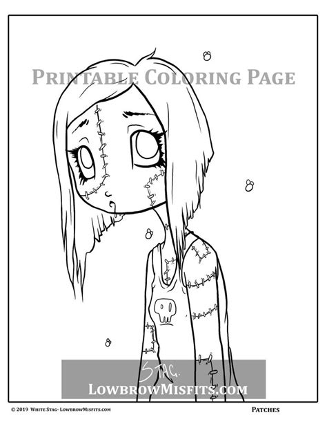 zombie girl coloring pages digital set   creepy cute etsy