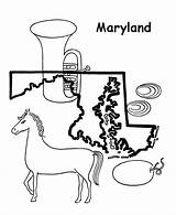Maryland Coloring State Map Pages Outline Go Printables Usa sketch template