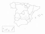 Spagna Cartina Regioni Mappa Divisa Politica sketch template