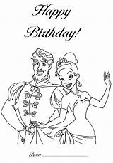 Coloring Princess Pages Disney Frog Birthday Printable Happy Tiana Print Sheet Prince Kids Coloringpages Invitations Colouring Color Naveen Tangled Enchanted sketch template