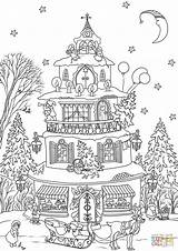Coloring Christmas Pages House Gingerbread Colouring Printable Garden Santas Print Sheets Color Drawing Tree Adult Kids Merry Colorings Templates Book sketch template