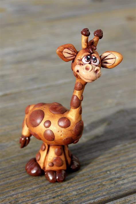 mini giraffe polymer clay sculpture