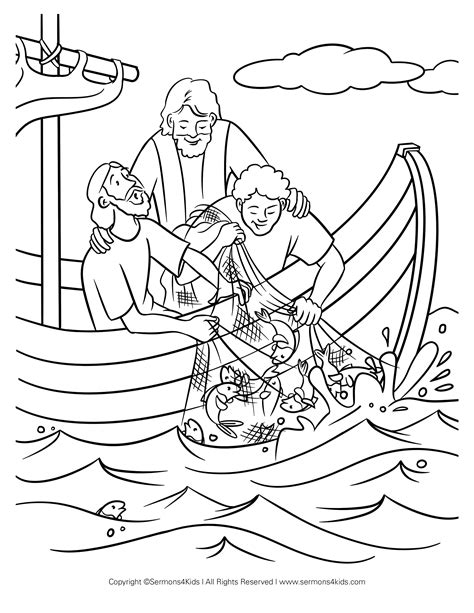 jesus ayuda  pescar pagina  colorear sermonskid