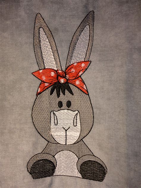 girl donkey bandana head hanky hankerchief embridery digital etsy