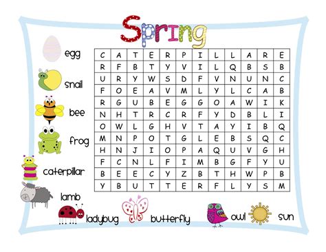 printable spring word search puzzles