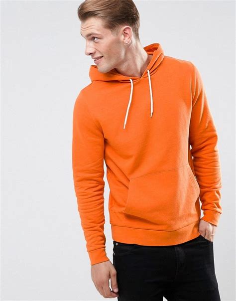 asos hoodie  orange orange mens sweatshirts hoodies reclaimed vintage orange fashion