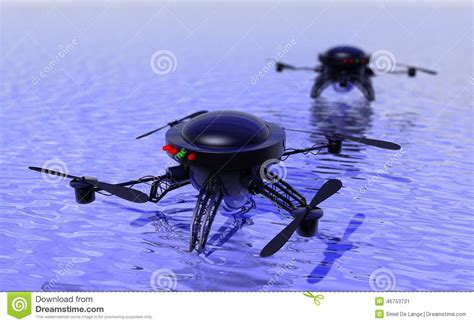flying drones investigating water surface stock illustration illustration  flight