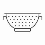 Colador Colander Icono Cocinar Línea Fina Strainer sketch template